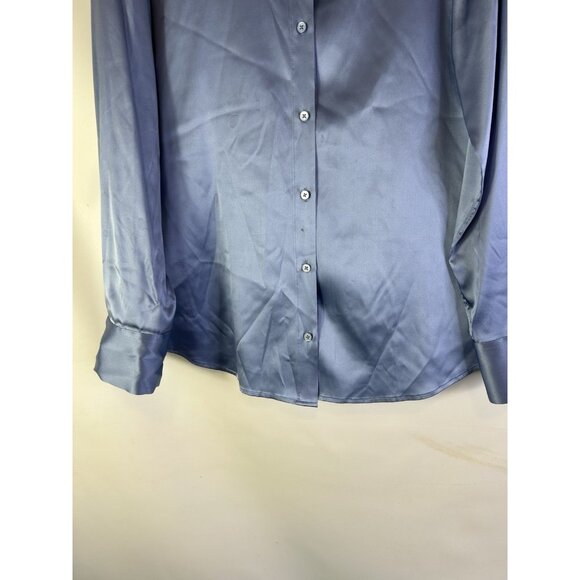 Antonio Melani Silk Satin Button Front Shirt Flowy Quiet Luxury - Picture 2 of 6